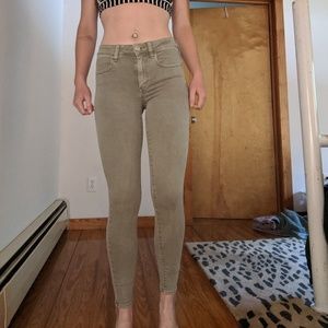 Mid Rise Olive Skinny Jeans